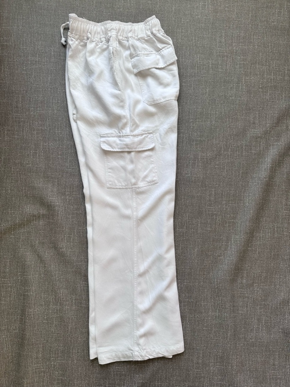 Velvet Heart White Tencel Linen Pull On Cargo Pants Medium Wide Leg Drawstring - Picture 9 of 15